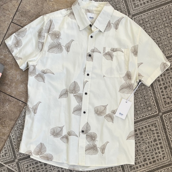 Katin Other - Katin Cream Short-Sleeve Button-Up with Brown Leaf Print